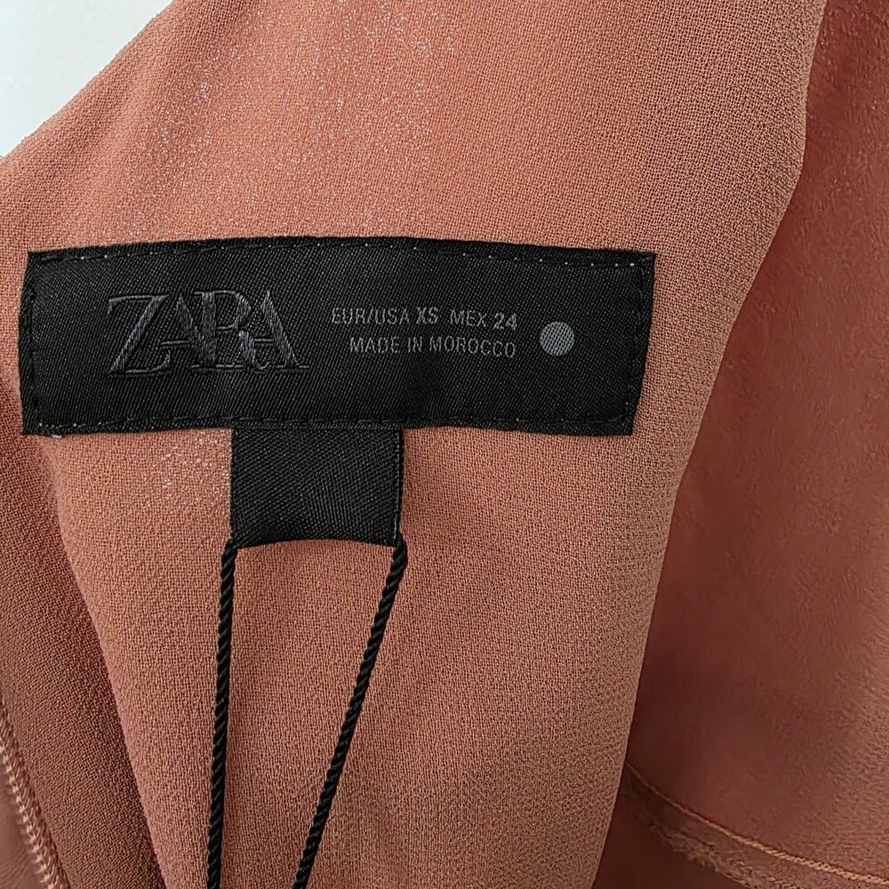 Zara Collection Short Ruffled Dress in Salmon Size XS Blogger Fave High Low - Picture 7 of 13